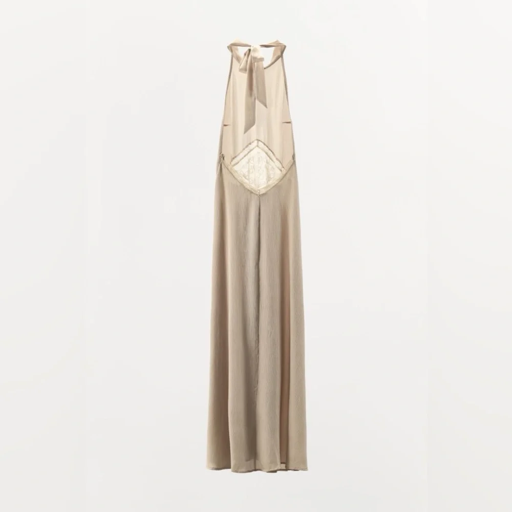 🆕(NWT) ZARA **VIRAL** Embroidered & Sequin Satin Midi/Maxi Dress. Size MEDIUM - Picture 13 of 16